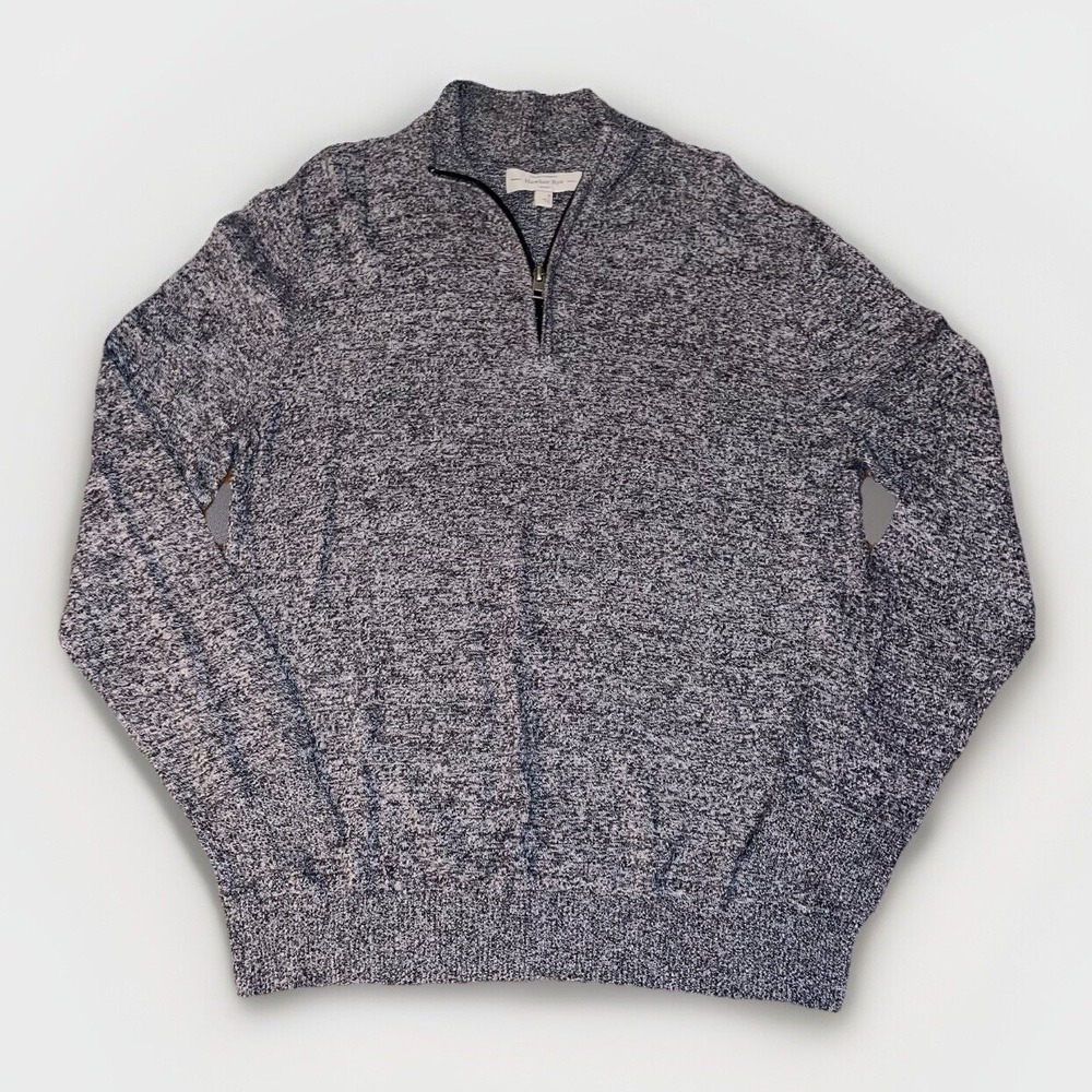 Hawker Rye Cotton Cashmere 1/4 Zip Pullover Lightweight Sweater Mock Neck Size M